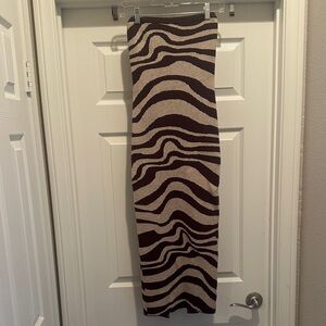 Princess Polly Brown and Cream Zebra Strapless Dress